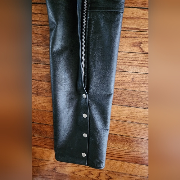 Chaps Genuine Leather Motorcycle Pro Rider Black Size Large - Picture 11 of 15
